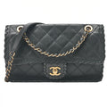 CHANEL Sparkle Leather Matelasse Braided Chain Shoulder Black Gold-Tone Hardware, Pre-Owned
