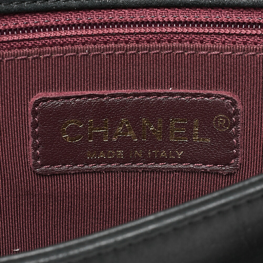 CHANEL Sparkle Leather Matelasse Braided Chain Shoulder Black Gold-Tone Hardware, Pre-Owned