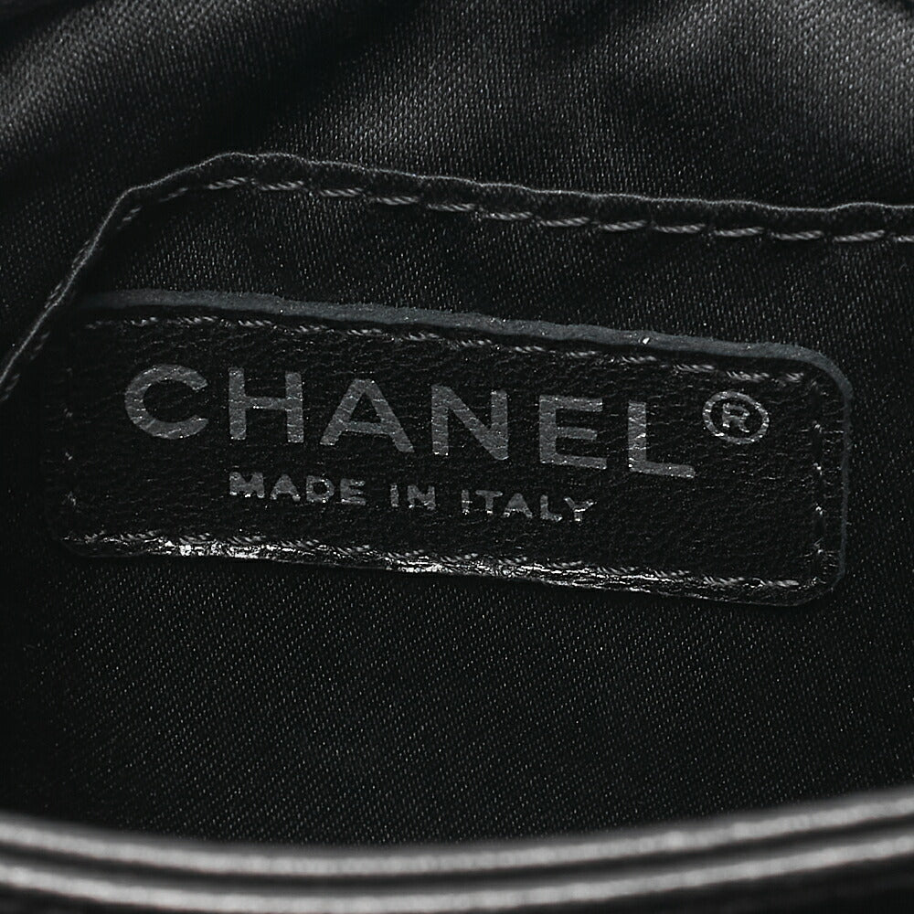 CHANEL Lambskin Mini Matelasse Single Chain Shoulder Black Silver-Tone Hardware, Pre-Owned