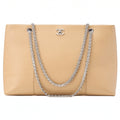 CHANEL Coco Mark 2.55 Chain Shoulder Caviar Skin Beige Silver-Tone Hardware, Pre-Owned