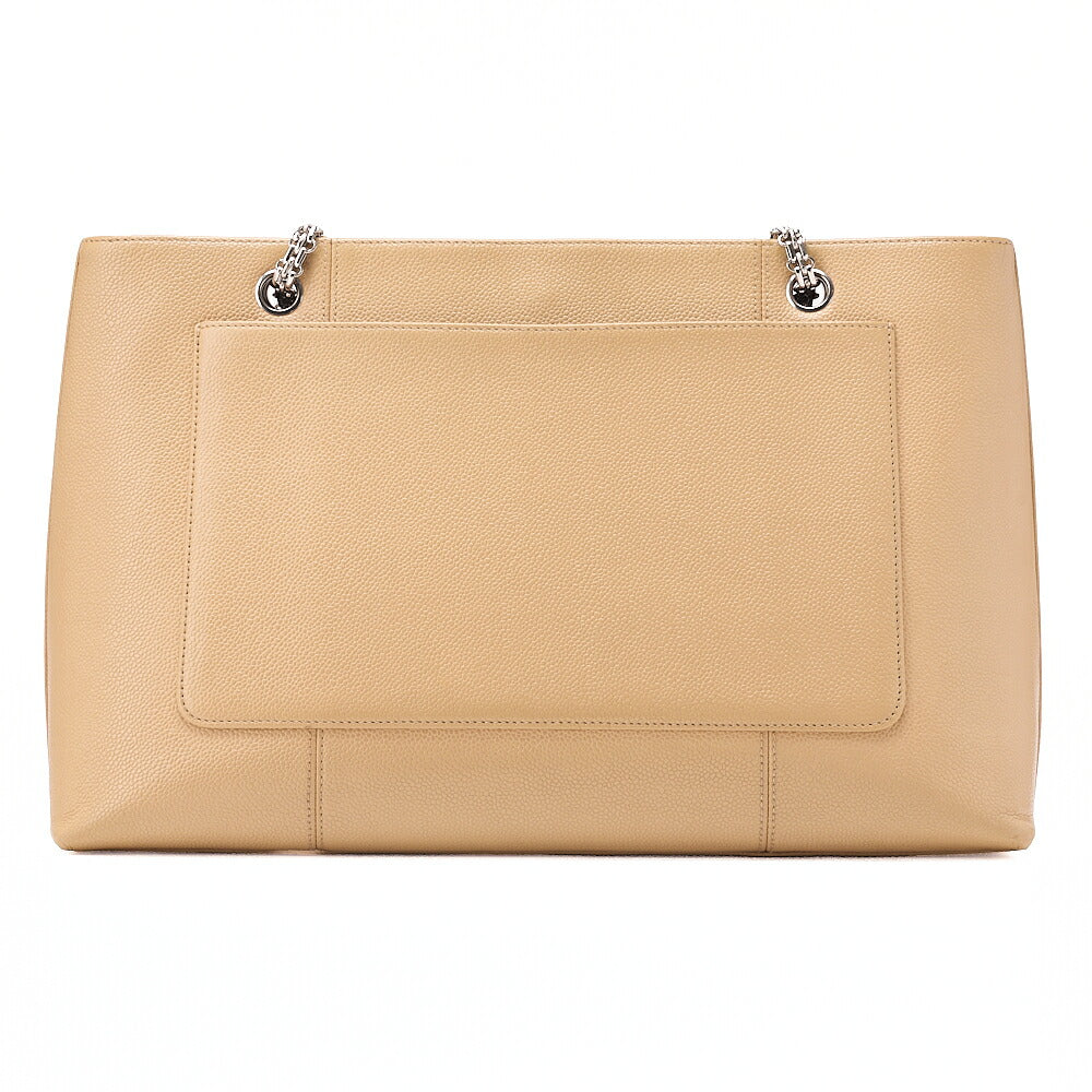 CHANEL Coco Mark 2.55 Chain Shoulder Caviar Skin Beige Silver-Tone Hardware, Pre-Owned