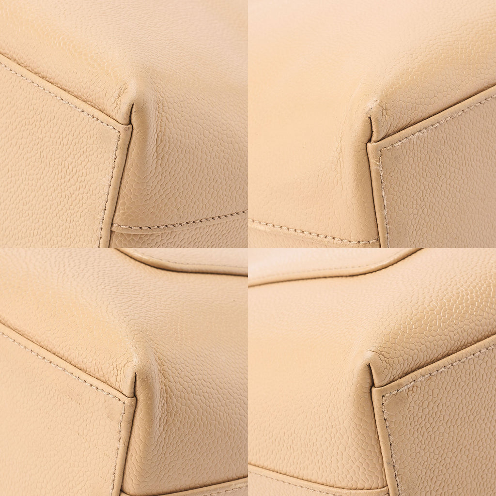 CHANEL Coco Mark 2.55 Chain Shoulder Caviar Skin Beige Silver-Tone Hardware, Pre-Owned