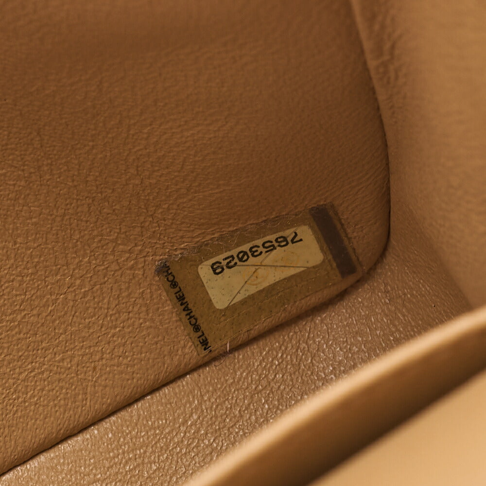 CHANEL Lambskin Matelasse Double Flap 25cm Chain Shoulder Beige Gold-Tone Hardware, Pre-Owned
