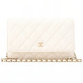 CHANEL Chanel Matelasse Chain Wallet Caviar Skin White Gold-Tone Hardware, Pre-Owned