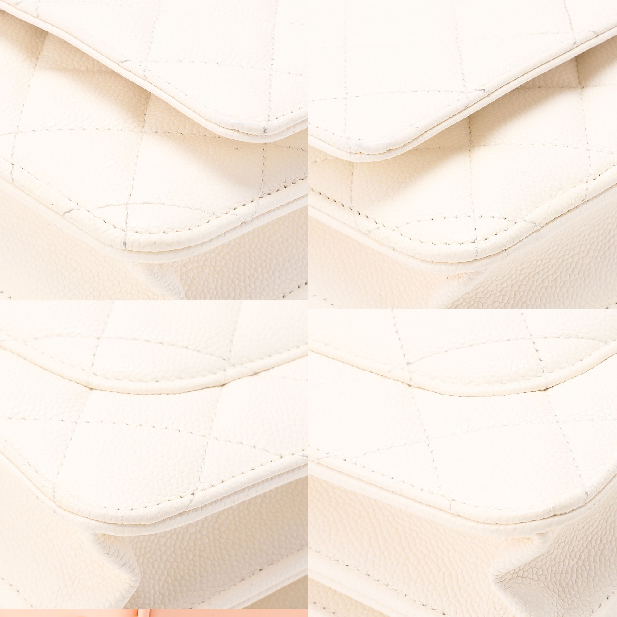 CHANEL Chanel Matelasse Chain Wallet Caviar Skin White Gold-Tone Hardware, Pre-Owned