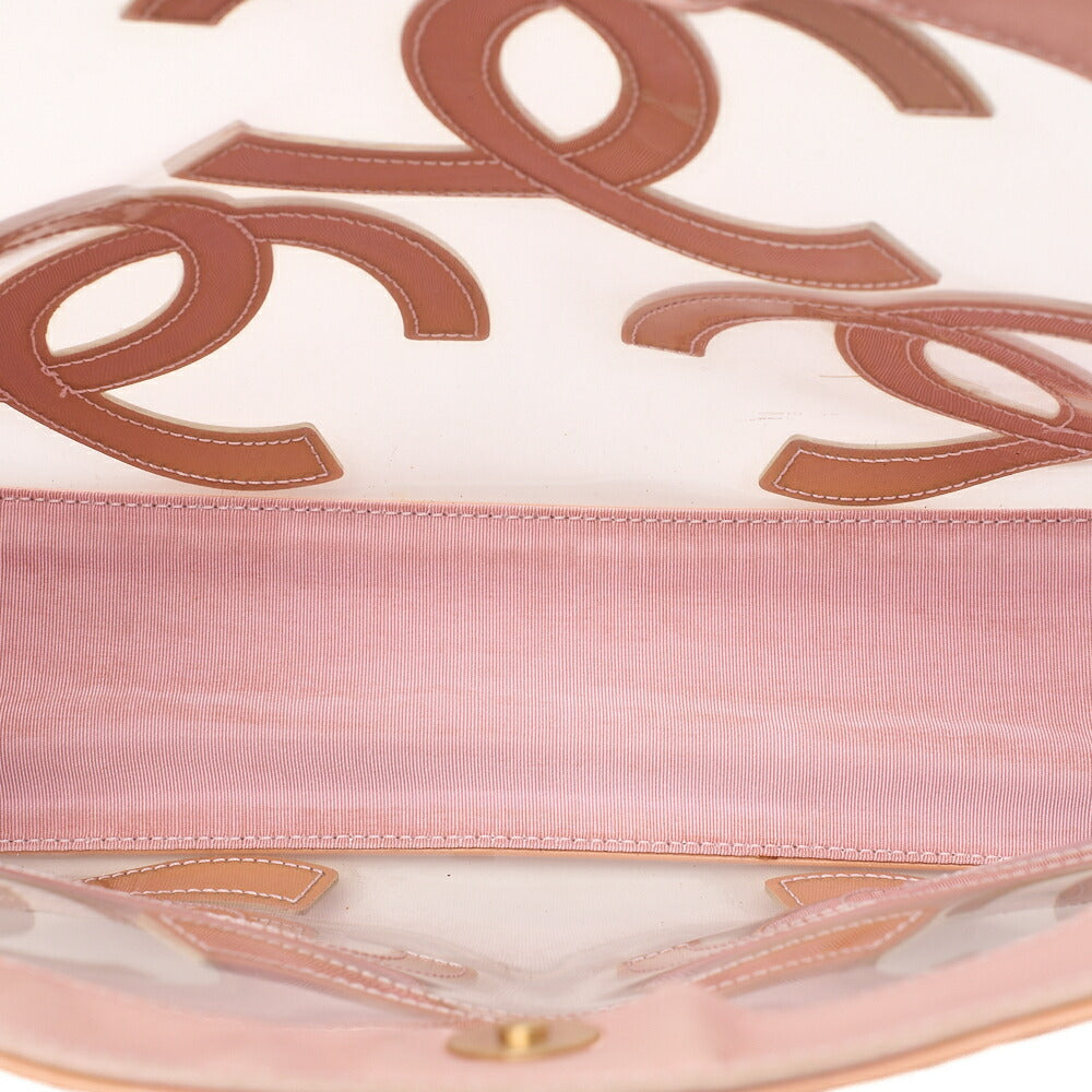 CHANEL Vinyl Triple Coco Flower Beach Bag Handbag Beige Gold-Tone Hardware, Pre-Owned