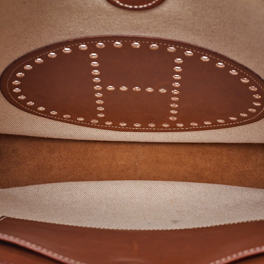 HERMES Hermes Evelyn GM 1-En Shoulder Bag Toile x Balenia Brown Silver-Tone Hardware, Pre-Owned