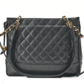 CHANEL Shoulder Bag Chain Tote Bag Caviar Skin Matelasse Ball Charm Black Gold-Tone Hardware, Pre-Owned
