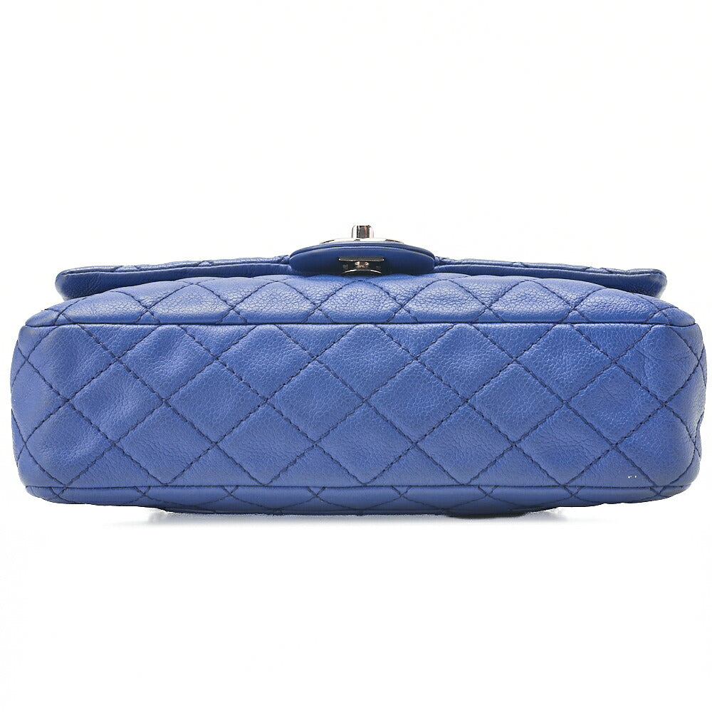 CHANEL Soft Caviar Skin Matelasse Double Flap 25cm Chain Shoulder Navy Silver-Tone Hardware, Pre-Owned