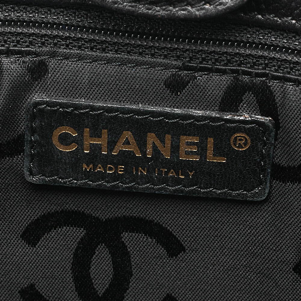 CHANEL Coco Mark Wood Chain Shoulder Caviar Skin Black Gold-Tone Hardware, Pre-Owned