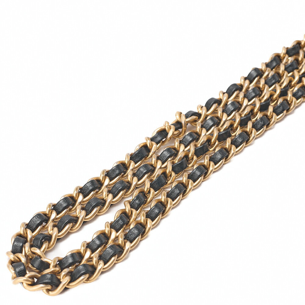 CHANEL Matelasse Chain Wallet Vintage Calf Black Gold-Tone Hardware, Pre-Owned