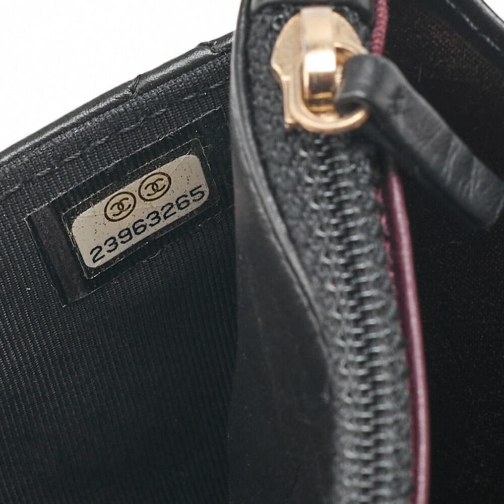 CHANEL Matelasse Chain Wallet Vintage Calf Black Gold-Tone Hardware, Pre-Owned