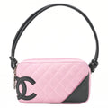 CHANEL Kanbon Line Matelasse Calf Leather Pink x Black Mini Shoulder Bag Silver-Tone Hardware, Pre-Owned