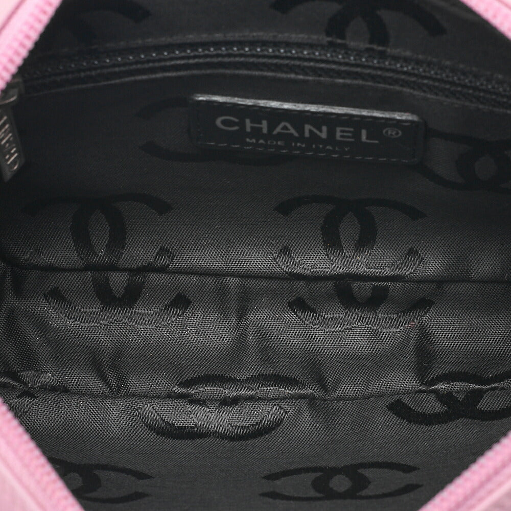 CHANEL Kanbon Line Matelasse Calf Leather Pink x Black Mini Shoulder Bag Silver-Tone Hardware, Pre-Owned