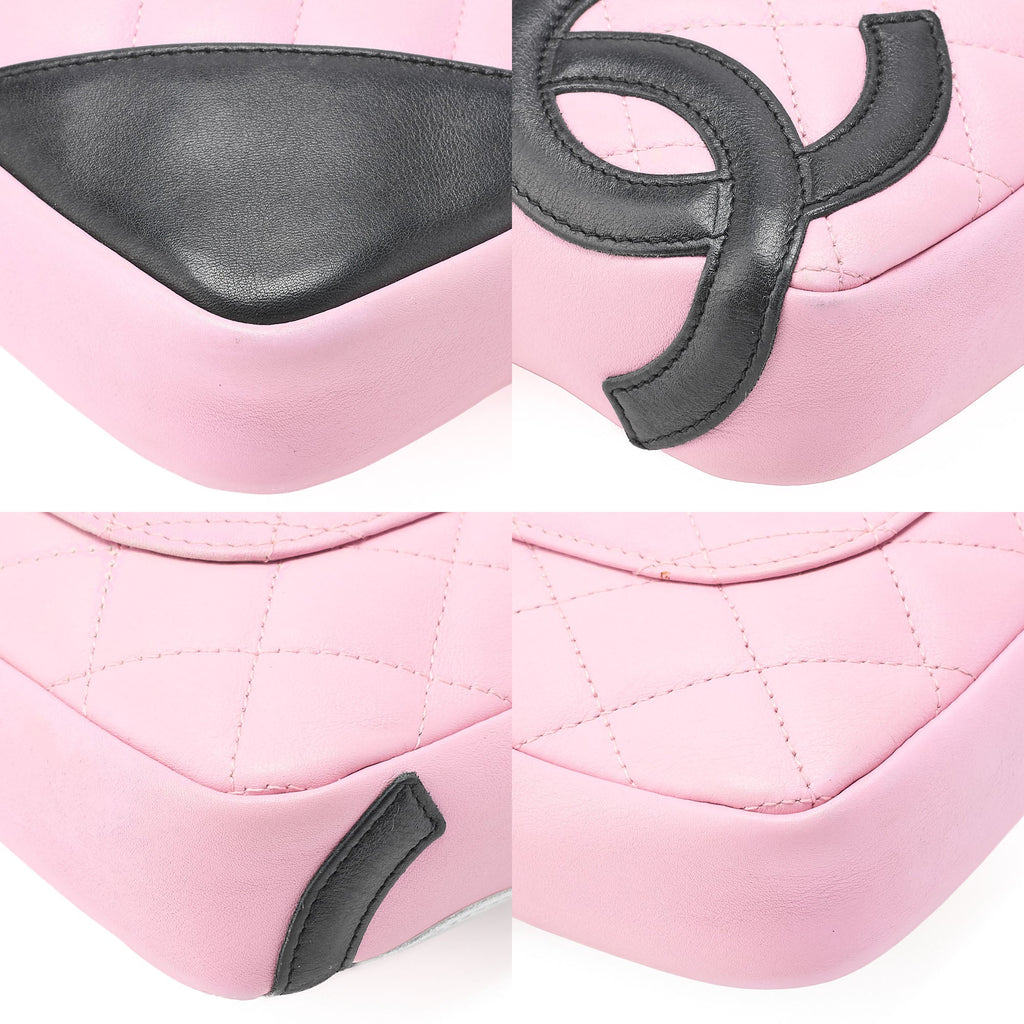CHANEL Kanbon Line Matelasse Calf Leather Pink x Black Mini Shoulder Bag Silver-Tone Hardware, Pre-Owned