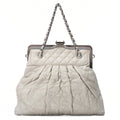 CHANEL Chanel Clase Matelasse Chain Bag Sparkle Leather Gray Silver-Tone Hardware, Pre-Owned