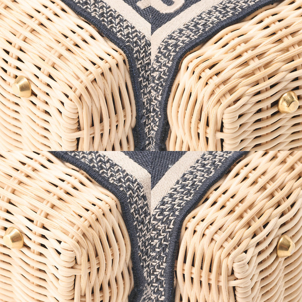 Dior Dior Trotter D Charm 2WAY Mini Handbag Canvas x Fuji Material x Leather Navy Gold-Tone Hardware, Pre-Owned