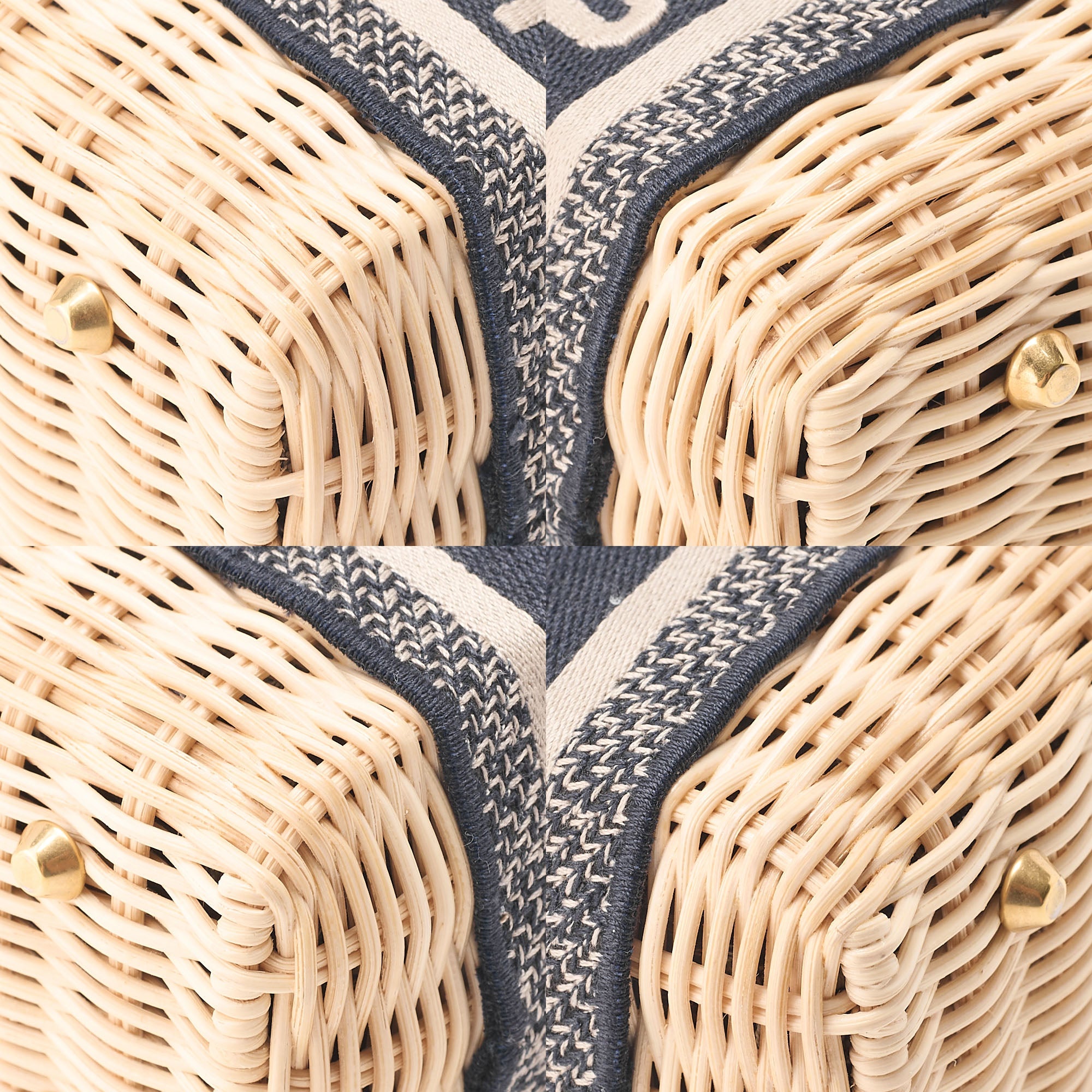 Dior Dior Trotter D Charm 2WAY Mini Handbag Canvas x Fuji Material x Leather Navy Gold-Tone Hardware, Pre-Owned