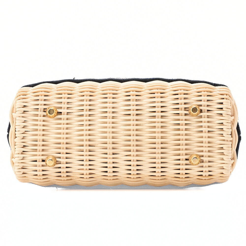 Dior Dior Trotter D Charm 2WAY Mini Handbag Canvas x Fuji Material x Leather Navy Gold-Tone Hardware, Pre-Owned