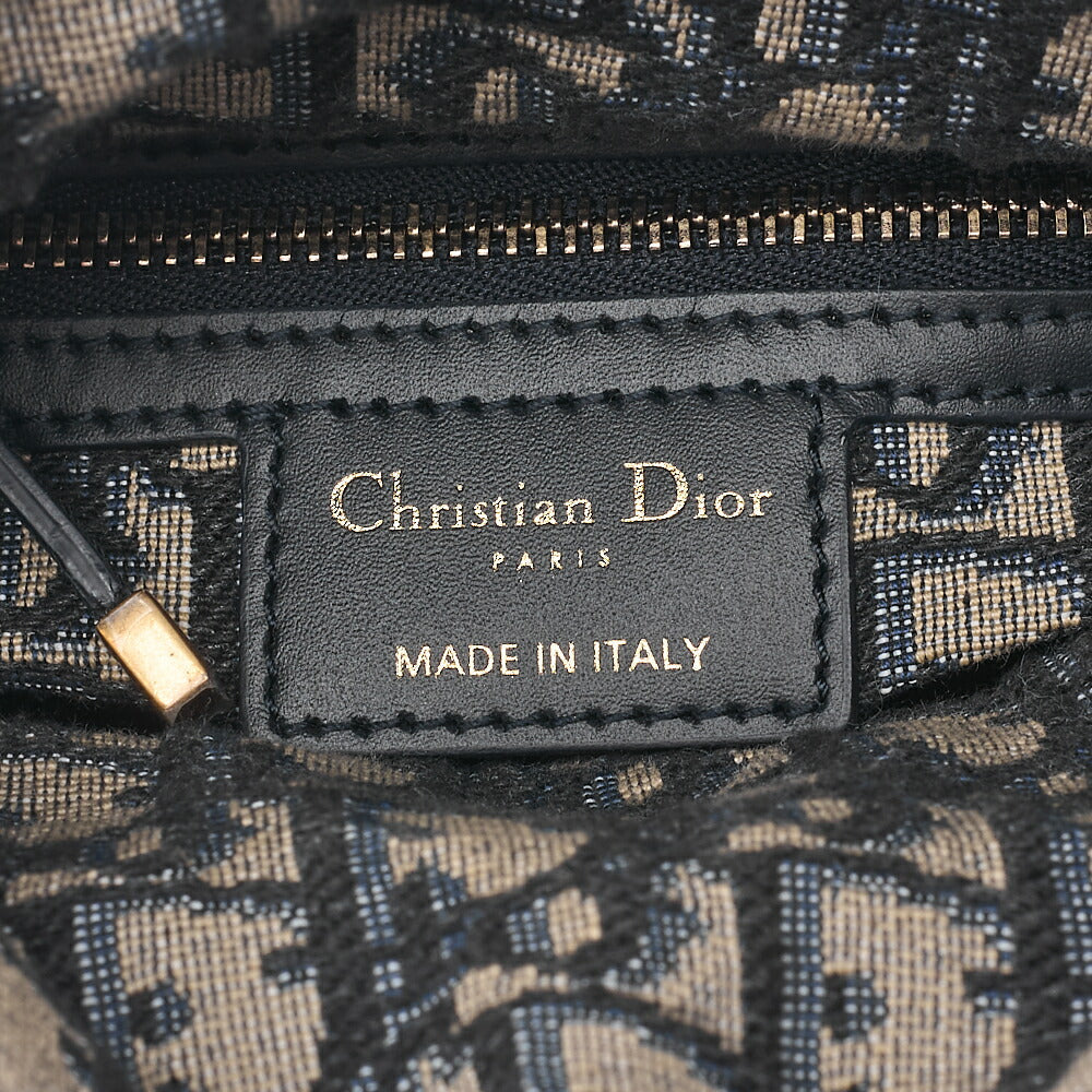 Dior Dior Trotter D Charm 2WAY Mini Handbag Canvas x Fuji Material x Leather Navy Gold-Tone Hardware, Pre-Owned