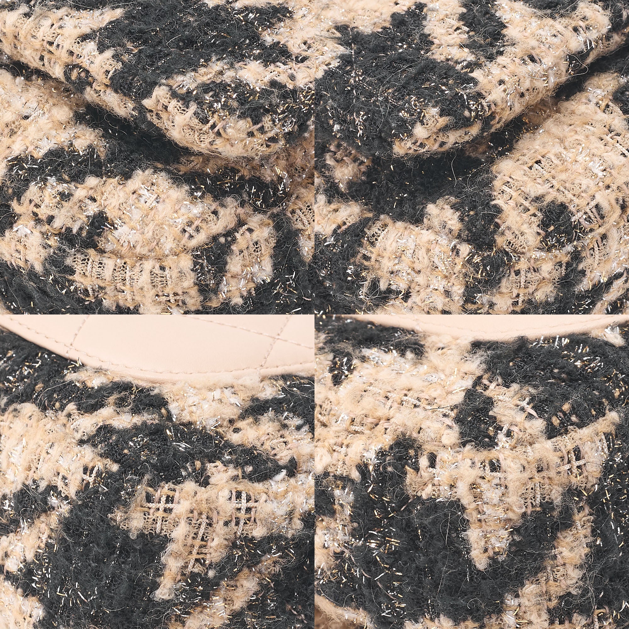 CHANEL Shoulder Bag Waist Bag Chanel 19 Matelasse Tweed Beige x Black Silver x Gold-Tone Hardware, Pre-Owned