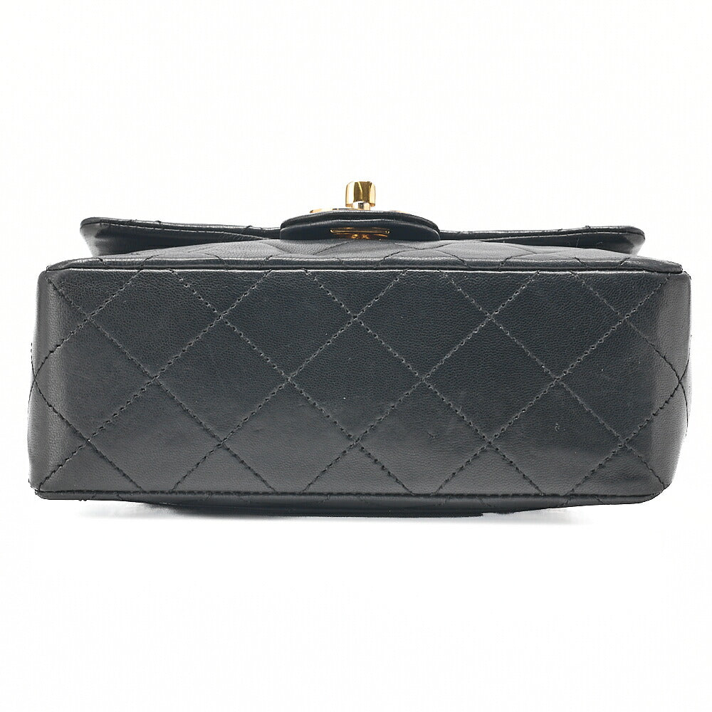 CHANEL Chain Shoulder Bag Mini Matelasse 18cm Turn Lock Lambskin Black Gold -Tone Hardware, Pre-Owned