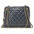 CHANEL Chanel Matelasse Plate Charm Chain Shoulder Lambskin Navy Gold-Tone Hardware, Pre-Owned