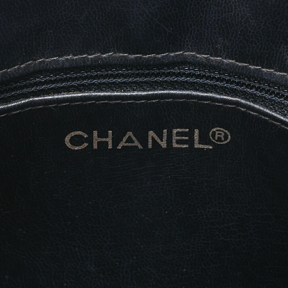 CHANEL Chanel Matelasse Plate Charm Chain Shoulder Lambskin Navy Gold-Tone Hardware, Pre-Owned