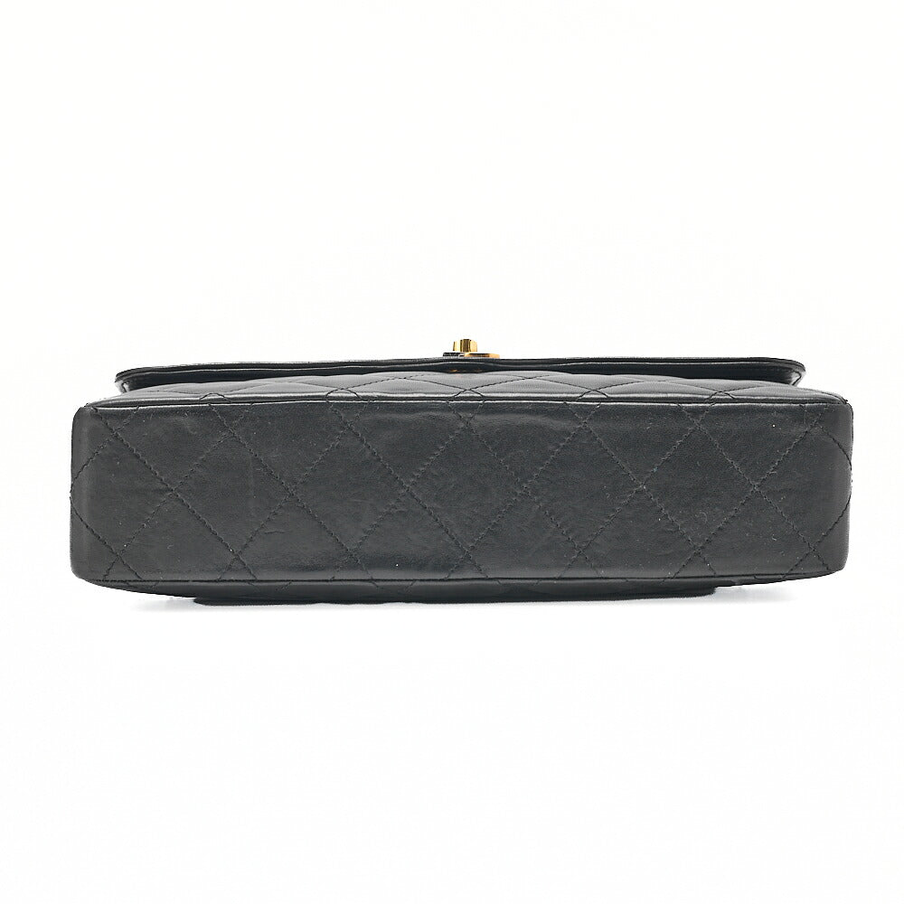 CHANEL Lambskin Matelasse 27cm Paris Limited Double Flap Shoulder Bag Black Gold-Tone Hardware, Pre-Owned