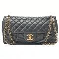 CHANEL Sparkle Leather Matelasse Single Chain Shoulder Black Gold-Tone Hardware, Pre-Owned