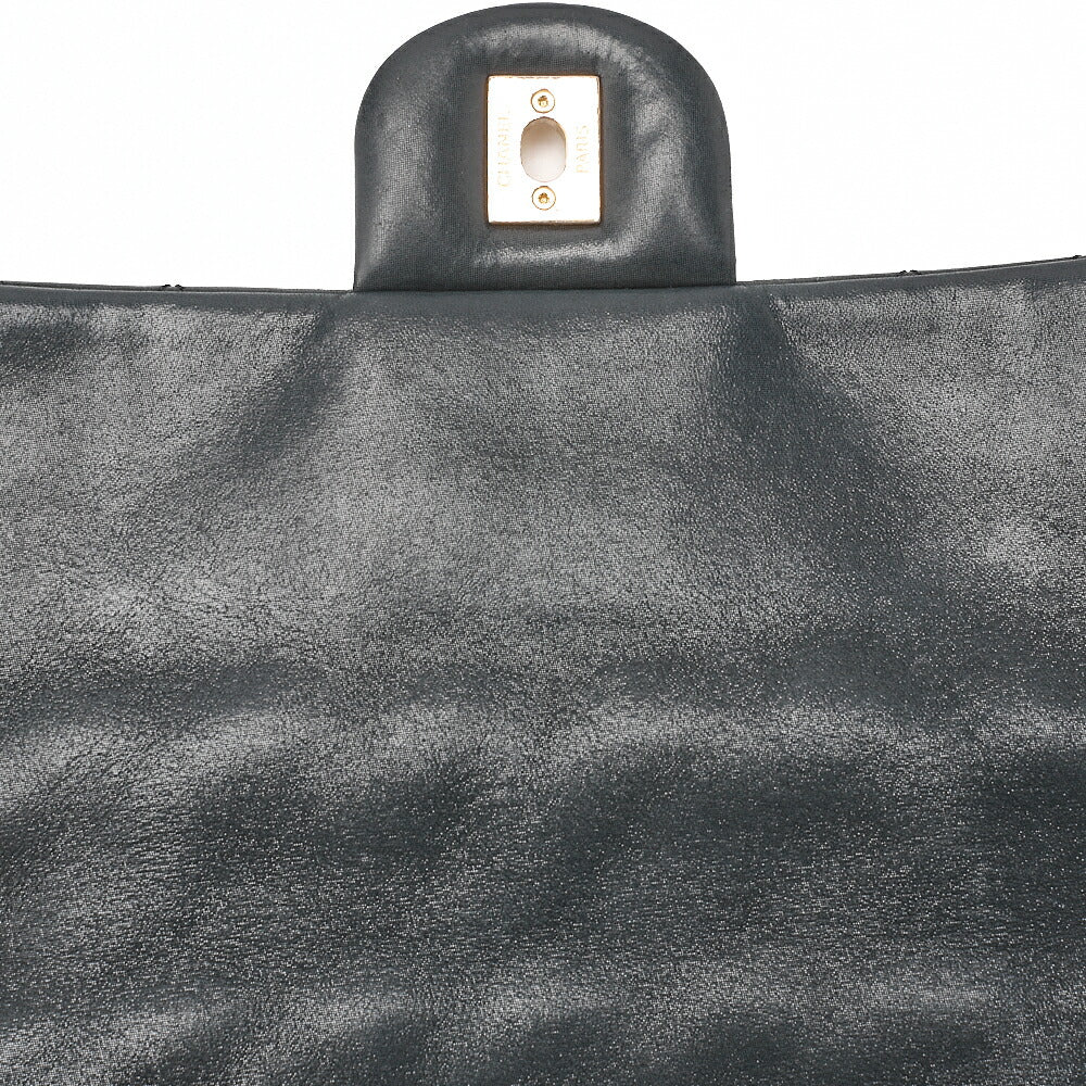 CHANEL Sparkle Leather Matelasse Single Chain Shoulder Black Gold-Tone Hardware, Pre-Owned