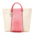 CHANEL 2-way Chain Shoulder Bag Matelasse Caviar Skin Coco Charm Pink x White Silver-Tone Hardware, Pre-Owned