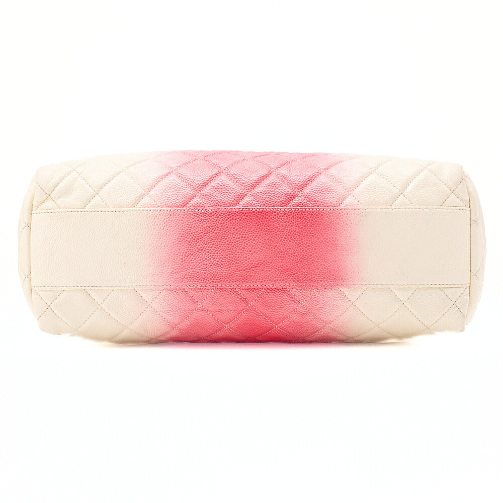 CHANEL 2-way Chain Shoulder Bag Matelasse Caviar Skin Coco Charm Pink x White Silver-Tone Hardware, Pre-Owned