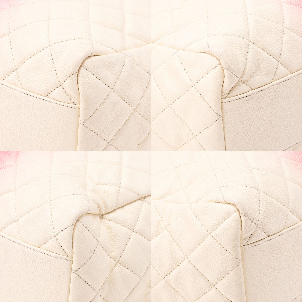 CHANEL 2-way Chain Shoulder Bag Matelasse Caviar Skin Coco Charm Pink x White Silver-Tone Hardware, Pre-Owned