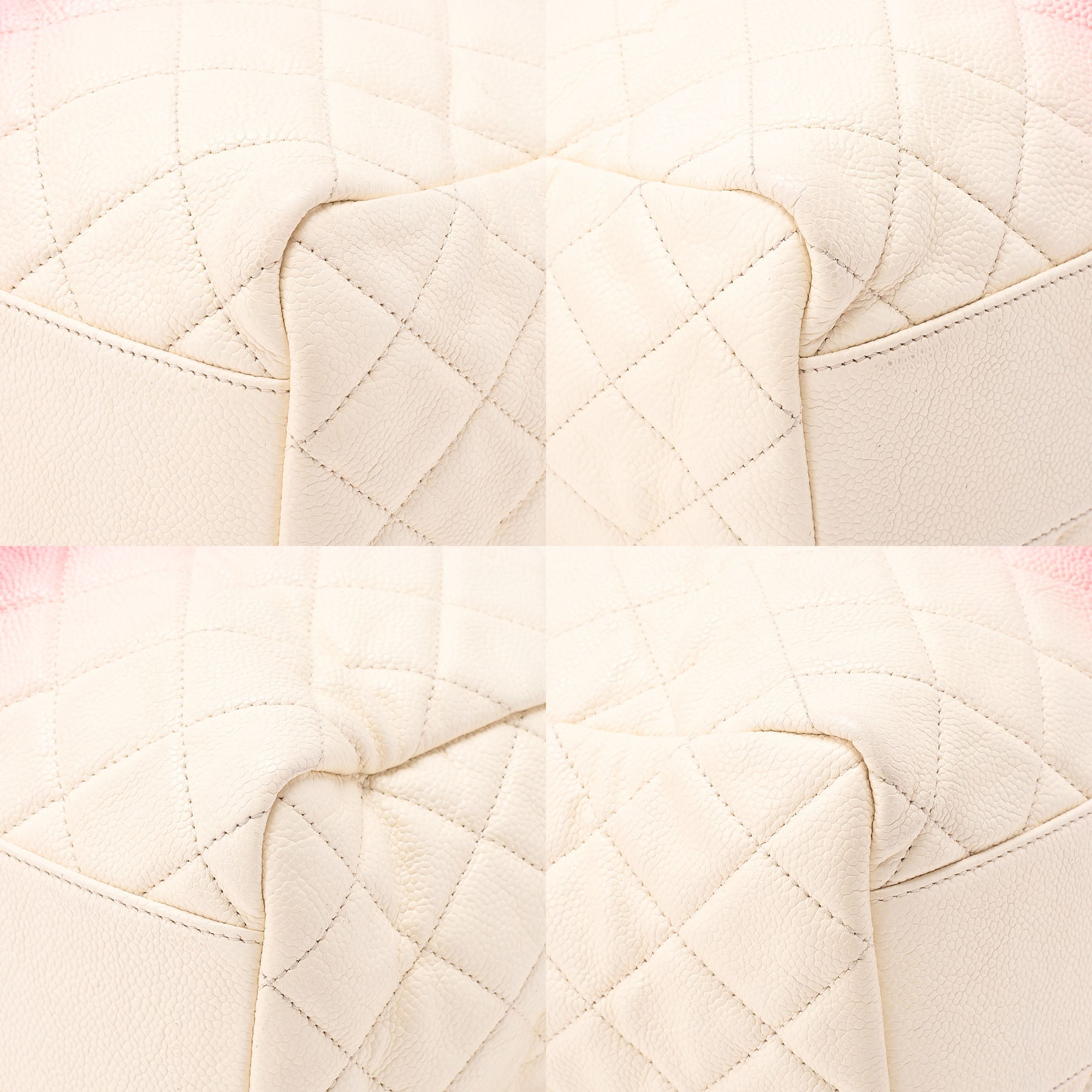 CHANEL 2-way Chain Shoulder Bag Matelasse Caviar Skin Coco Charm Pink x White Silver-Tone Hardware, Pre-Owned