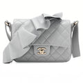 CHANEL Shoulder Bag Minimat Lass? 20cm Lambskin Cool Gray Silver-Tone Hardware, Pre-Owned