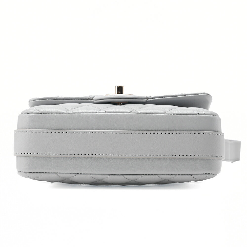 CHANEL Shoulder Bag Minimat Lass? 20cm Lambskin Cool Gray Silver-Tone Hardware, Pre-Owned
