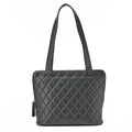 CHANEL Shoulder Bag Caviar Skin Matelasse Pull Charm Black Silver-Tone Hardware, Pre-Owned
