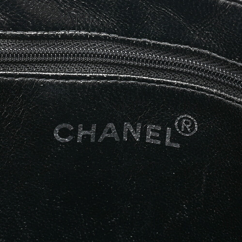 CHANEL Shoulder Bag Caviar Skin Matelasse Pull Charm Black Silver-Tone Hardware, Pre-Owned