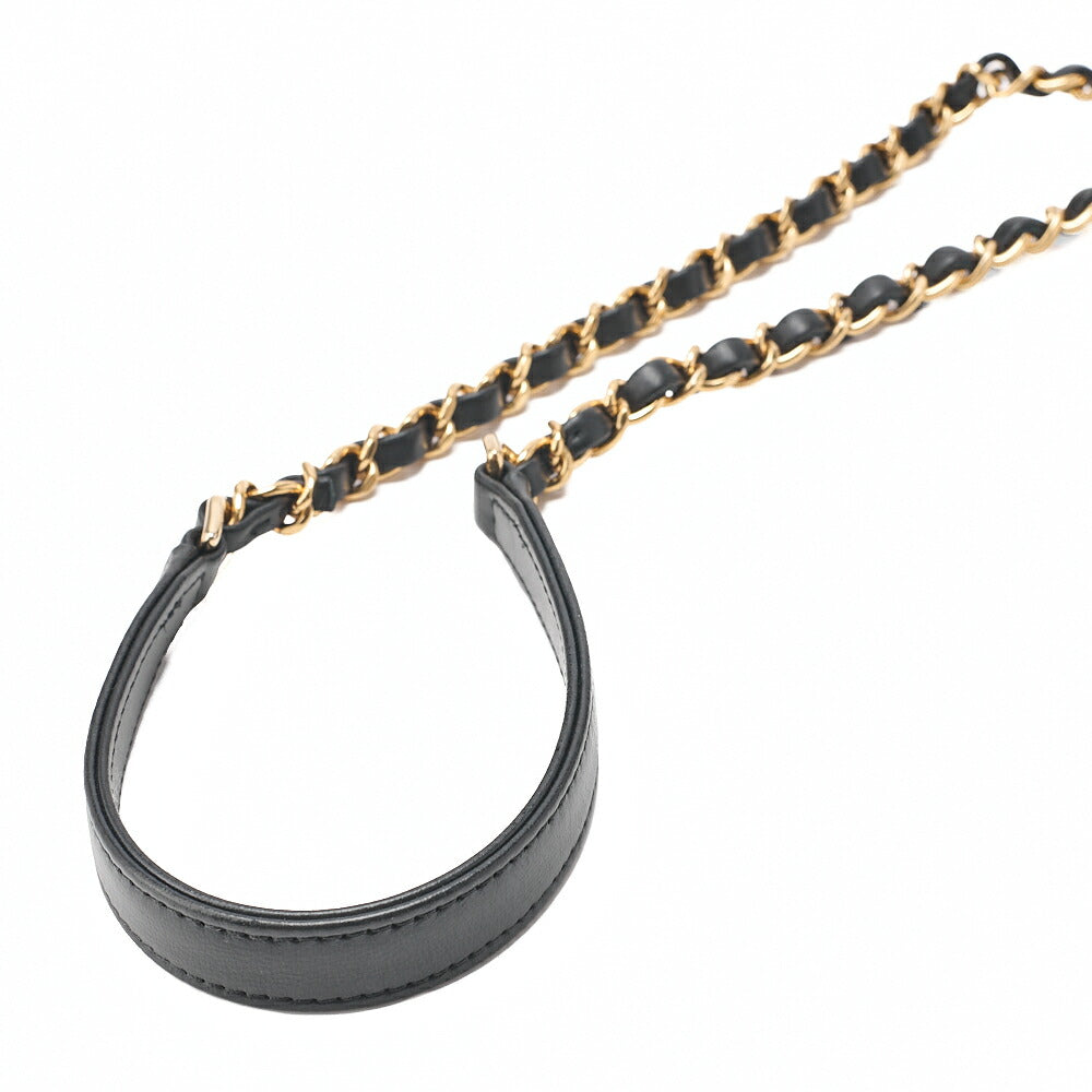 CHANEL Chain Shoulder Bag Matelasse 23cm Single Flap Lambskin Black Gold-Tone Hardware, Pre-Owned