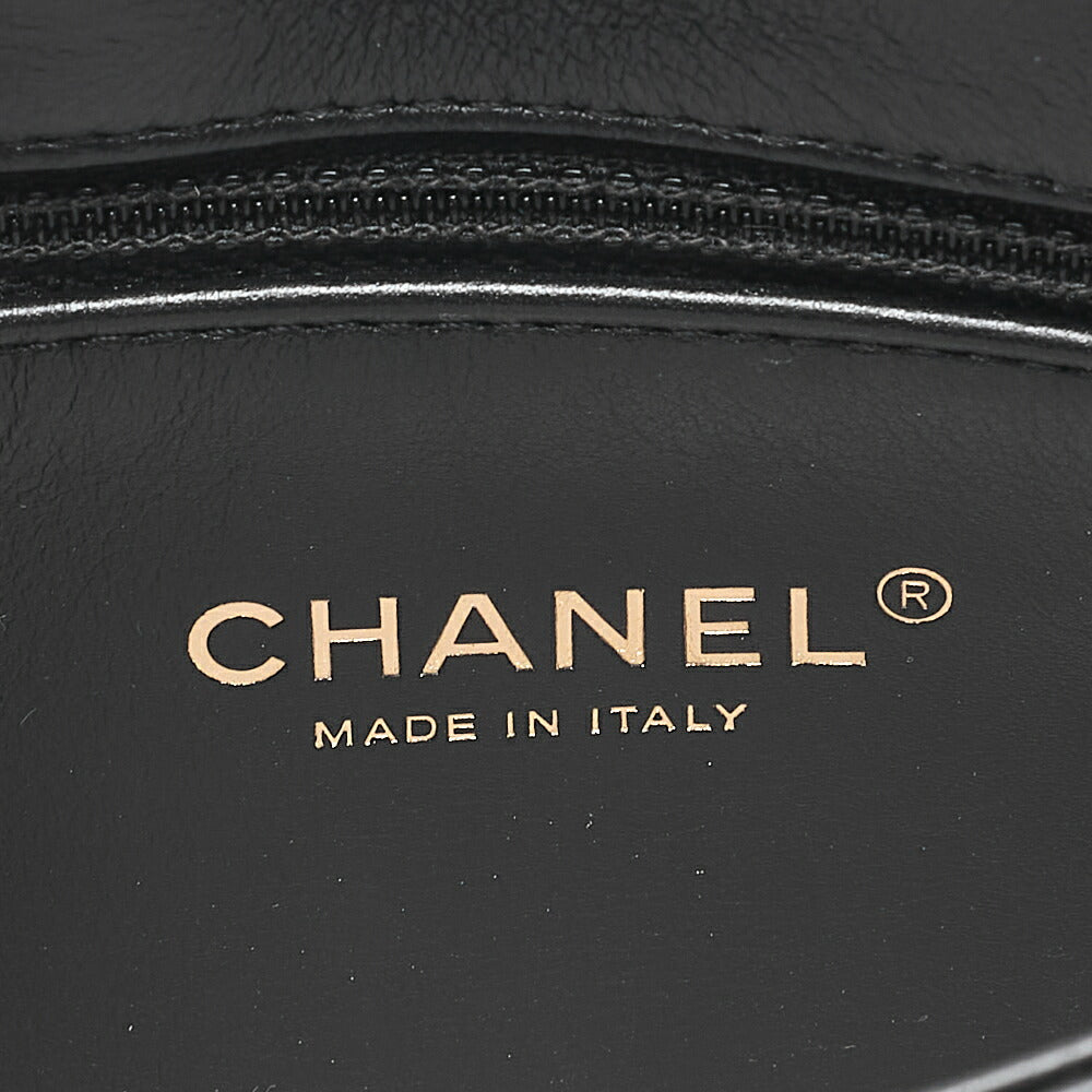 CHANEL Chain Shoulder Bag Matelasse 23cm Single Flap Lambskin Black Gold-Tone Hardware, Pre-Owned