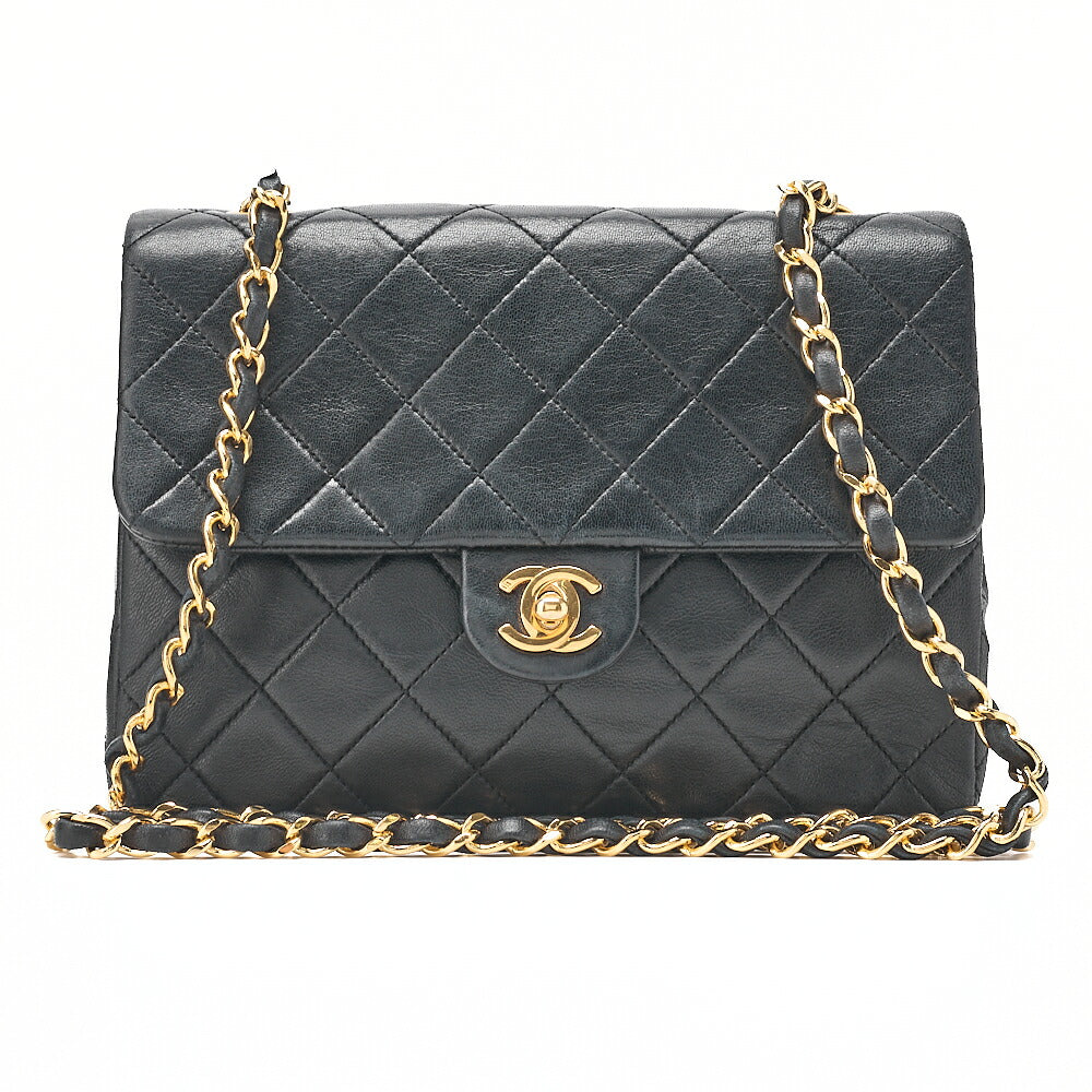 CHANEL Chain Shoulder Bag Minimat Telass? 20cm Lambskin Black Gold-Tone Hardware, Pre-Owned
