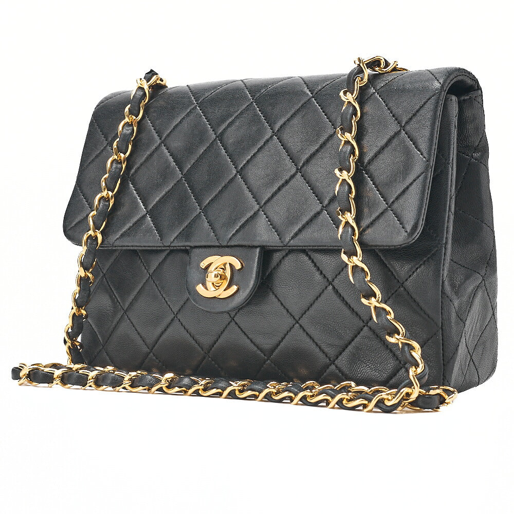 CHANEL Chain Shoulder Bag Minimat Telass? 20cm Lambskin Black Gold-Tone Hardware, Pre-Owned