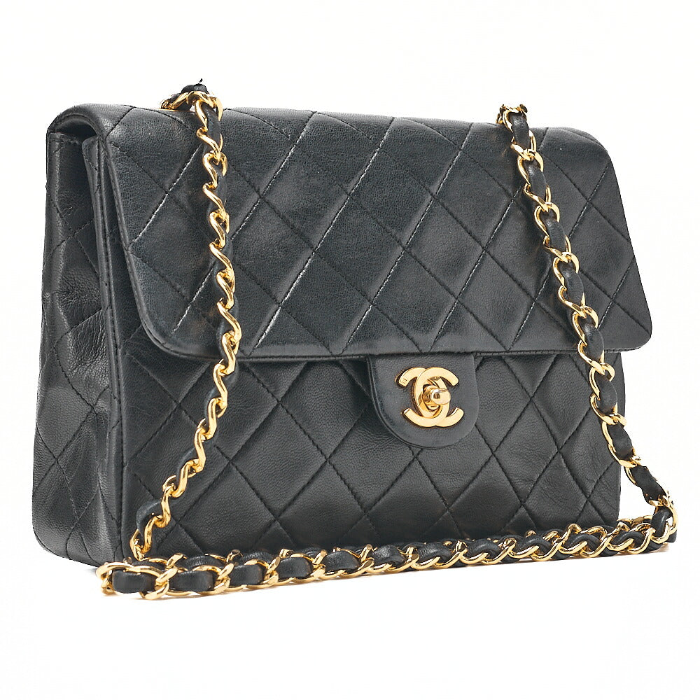 CHANEL Chain Shoulder Bag Minimat Telass? 20cm Lambskin Black Gold-Tone Hardware, Pre-Owned