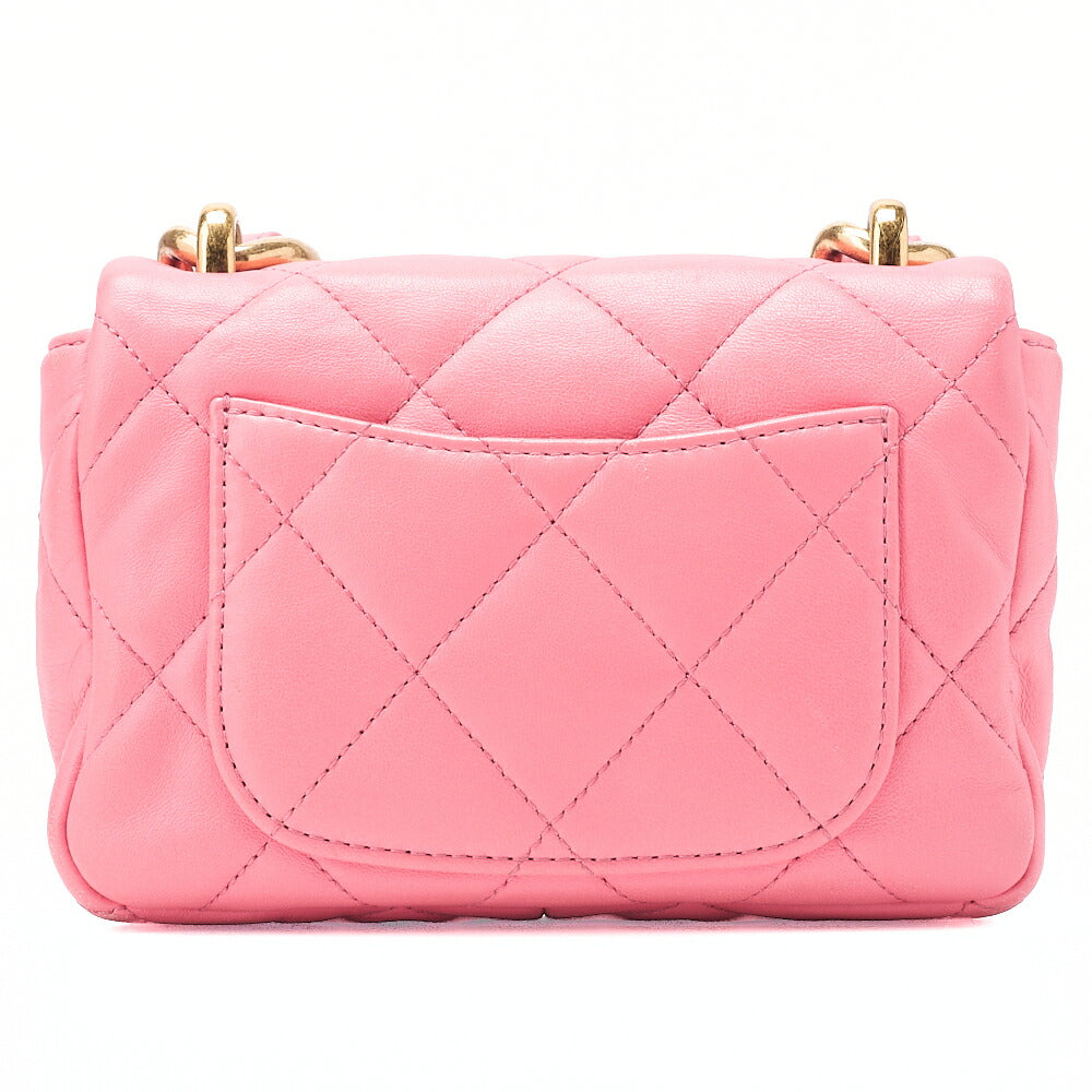 CHANEL Lambskin Minimat Telass? Single Giant Chain Shoulder Pink Gold-Tone Hardware, Pre-Owned