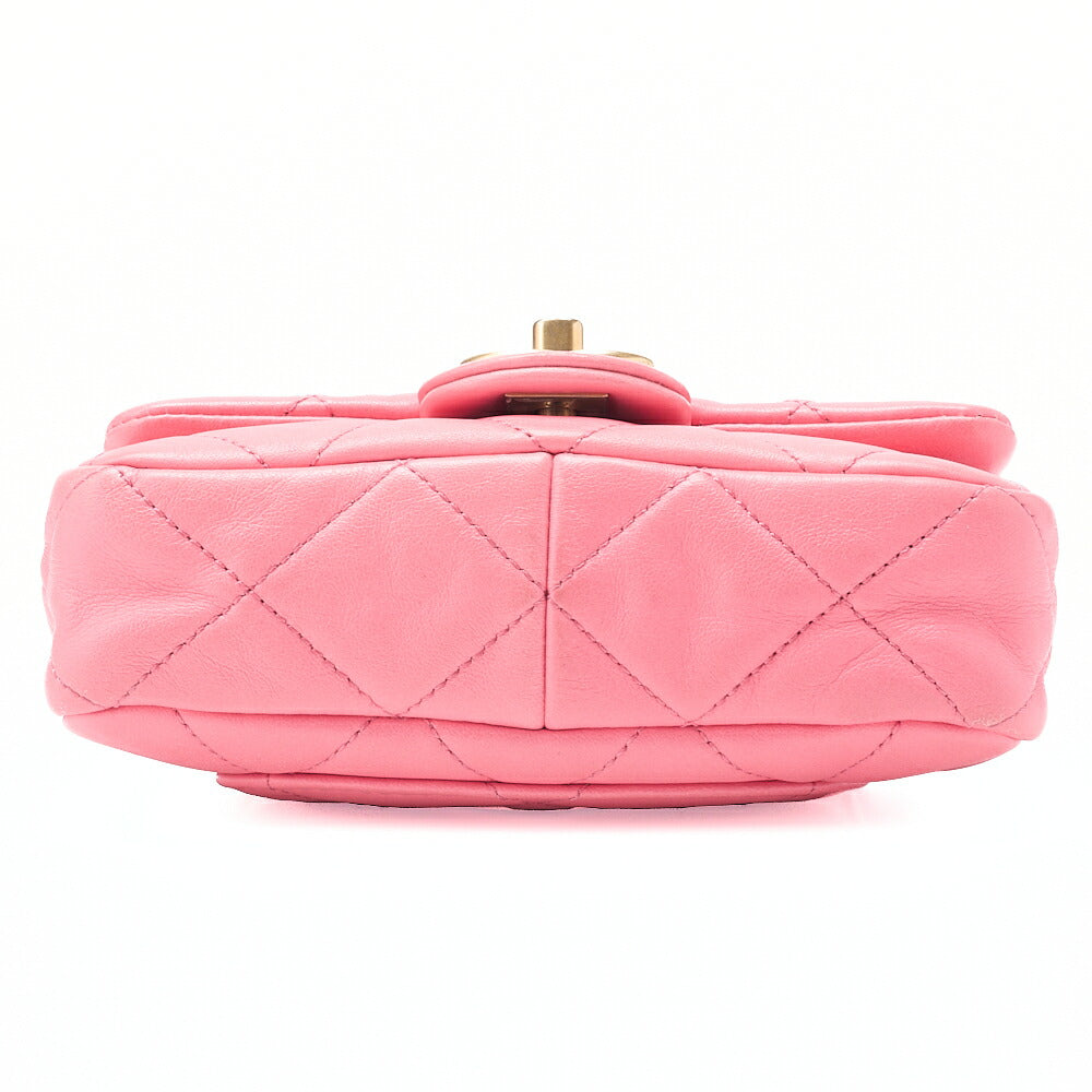 CHANEL Lambskin Minimat Telass? Single Giant Chain Shoulder Pink Gold-Tone Hardware, Pre-Owned
