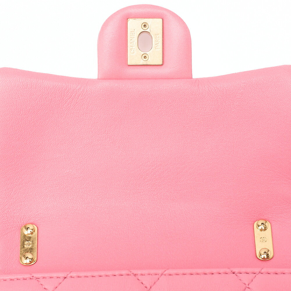 CHANEL Lambskin Minimat Telass? Single Giant Chain Shoulder Pink Gold-Tone Hardware, Pre-Owned