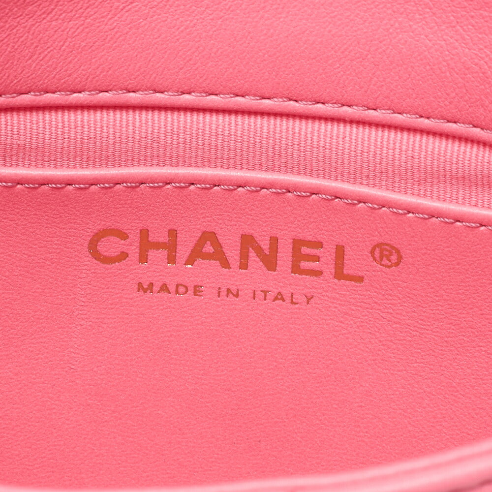 CHANEL Lambskin Minimat Telass? Single Giant Chain Shoulder Pink Gold-Tone Hardware, Pre-Owned