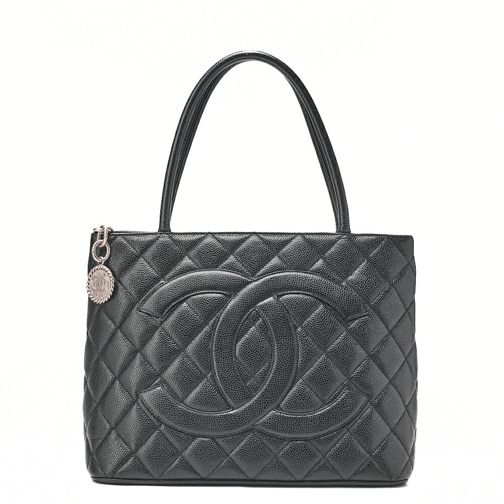 CHANEL Matelasse Reissue Tote Caviar Skin Black Silver-Tone Hardware, Pre-Owned