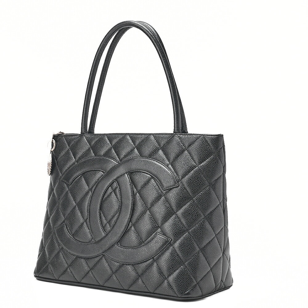 CHANEL Matelasse Reissue Tote Caviar Skin Black Silver-Tone Hardware, Pre-Owned